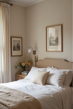 Bedroom interior featuring personalized artwork and meaningful decorative accents