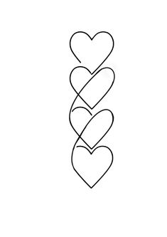 three hearts are arranged in the shape of a spiral, with one heart at the top