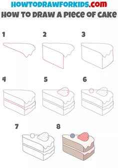 how to draw a piece of cake step by step instructions for kids and beginners