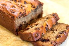 two slices of chocolate chip banana bread