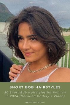 Top 50 Short Bob Hairstyles for Women in 2024 (Detailed Gallery + Video) | 50 Stunning Short Bob Hairstyles for Women Trending in 2024 | Aesthetic Women's Hairstyles & Haircut Inspo 90s Short Bob, Curly Asymmetrical, Bob With Fringe, 50 Hair, Short Curly Hair, Dream Hair, Hairstyles For Women