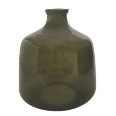 an olive green vase is shown against a white background