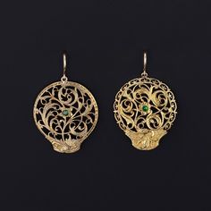 Antique Watch Cock Conversion Earrings Antique Earrings With 17 Jewels For Ceremonial Occasions, Victorian Style Yellow Gold Drop Earrings, Victorian Green Medallion Jewelry, Antique Pierced Yellow Gold Jewelry, Antique Gold Drop Earrings Jewelry, Antique 14k Gold Drop Earrings, Ceremonial Gold Art Nouveau Jewelry, Antique Pendant Yellow Gold Earrings, Antique Gold Victorian Drop Earrings