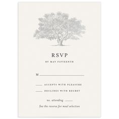 a wedding card with an image of a tree on it