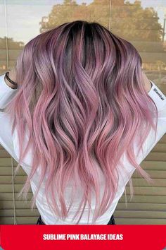 Pink Pastel Balayage with Dark Roots Pink Hair Streaks, Pink Hair Highlights, Pink And Orange Hair, Dark Pink Hair, Rose Pink Hair, Pastel Pink Hair Color, Bright Pink Hair, Pink Hair Color, Pink Ombre Hair