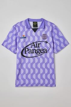 a purple shirt with an air panega print on it and the words air panega written