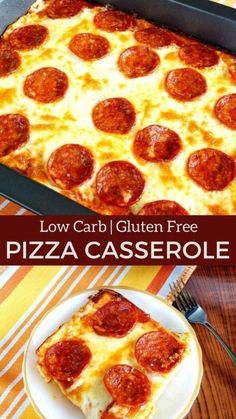 low carb gluten free pizza casserole with cheese and pepperoni