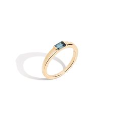 Michelle Choi, Ship Wedding, Blue Topaz Gemstone, Ear Stack, Gold Bar, True Blue, Recycled Gold, Delicate Rings, One Ring