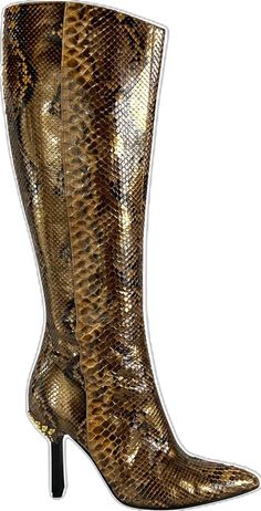 Luxury Gold Boots, Elegant Snake Print Boots For Party, Versace Heels, Python Skin, Donatella Versace, Gianni Versace, Designer Boots, Heel Boots, Python