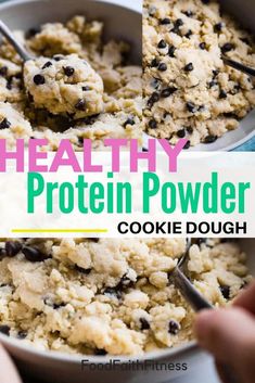 healthy protein powder cookie dough in a bowl