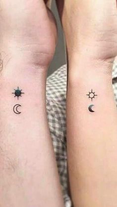 two people with matching tattoos on their arms