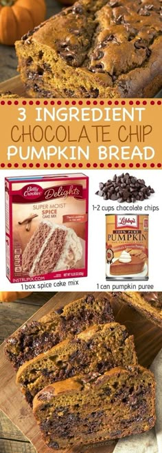 chocolate chip pumpkin bread with text overlay