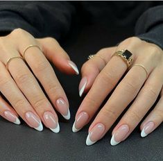 Russian Manicure Neutral, Pink Stiletto Nails, White Tip Nails, Kutek Disney, 2024 Prom, Nagel Tips, Manicure Tips