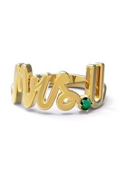 Represent your married last name in a classic and fun way. Select your gold color and stone to fully customize this modern heirloom Mrs. U Ring. Stack with your current wedding band, our enamel bands, or wear this as your band alone! Don't see your size in the drop down? No worries! Just write your size in the comments section of the order or contact us. Due to the custom nature of this product please allow 15 business days for production. Please also note this piece is final sale. 14K Yellow Go Alison Lou, Bespoke Wedding, Custom Gifts, Gifts Wedding, Engagement Wedding, Mommy And Me, Yellow Gold Rings, Men Necklace, Black Diamond