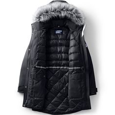 This Lands’ End Women’s Expedition Waterproof Down Winter Parka with Faux Fur Hood goes beyond your standard winter coat. For one thing it’s lightweight but still delivers a substantial punch of warmth. Made with a 100% acrylic exterior shell and a 600 Down HYPERDry interior it’s guaranteed to keep you dry and warm in the low lower LOWEST temperatures you care to function in this winter (From -2 degrees Fahrenheit in fact). With a removable hood for added protection a button front storm flap inn Winter Parka, How To Buy Land, Fur Hood, Lands End, Large Black, Winter Coat, Parka, Plus Size, Black