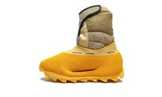 The adidas Yeezy Knit Runner Boot “Sulfur” is the first colorway of Kanye West’s water-resistant, hybrid slip-on shoe and boot that was released in November 2021.  The Yeezy Knit Runner seemingly combines both the adidas Yeezy Knit Rubber and the adidas Yeezy NSLTD Boot, two silhouettes that debuted in 2021 to much fanfare due to their adventurous appearances.  Effectively the boot version of the Yeezy Knit Runner, the design features a laceless, high-top ankle strap.  The lower portion of the s Yeezy Nsltd Boot, Yeezy Knit Runner, Knit Runner, Yeezy Season, Winter 23, Men's Shoe, Loafer Sneakers, Men Clothes, Cotton Bottoms