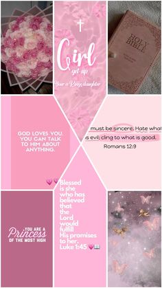 pink and purple collage with the words, girl you're always in your heart