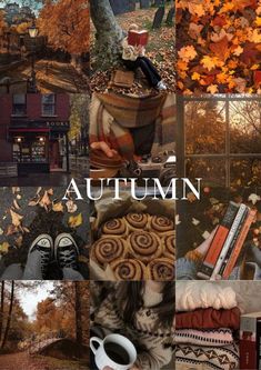 an autumn collage with many different pictures