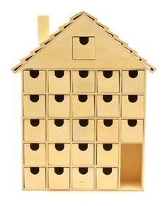 a house made out of wooden boxes on a white background