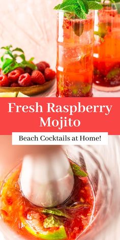 fresh raspberry mojito recipe in a blender