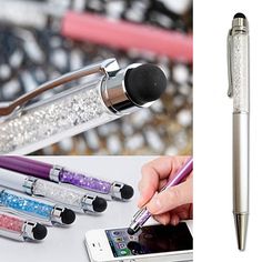 three different types of pens are shown with one being used as a cell phone holder