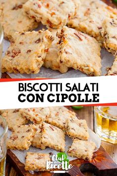 biscotti salati con cipolle on a cutting board