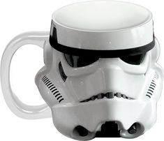 a star wars mug with a storm trooper helmet on it