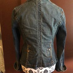 Cute Fitted Denim Jacket . Nwot. Never Worn. Measurements: Underarm 12.5 In; Back Neck To Hem 22 In Fitted Denim Jacket, Back Neck, Jean Coat, Jean Jacket, Denim Jacket, Color Blue, Jackets For Women, Jackets & Coats, Women Shopping