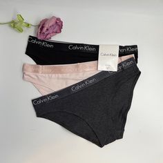 You're Getting Authentic New Calvin Klein Stretch Bikini Panties 3pc Black, Gray, Pink Heather Made Of 95% Cotton+5% Elastane. Due To Personal Intimates, No Offers, No Returns, Or Trades, Thank You For Understanding. Thanks, Money Tree Store Calvin Klein Thong, Calvin Klein Ck One, Money Tree, Calvin Klein Women, Calvin Klein Woman, Calvin Klein Black, Womens Calvin Klein, Women's Intimates, Black Gray