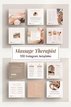 massage therapy powerpoint presentation template with images and text on the front, side and back