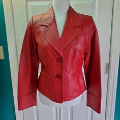 Vintage Leather Jacket Nwot Size Small Red Brand, I.E. 2 Pockets Never Worn Excellent Condition Smooth Leather Coats Vintage, Vintage Leather Jacket, Leather Jackets, Vintage Leather, Smooth Leather, Jackets & Coats, Jackets For Women, Leather Jacket, Red