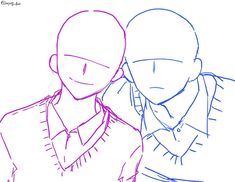 an image of two people that are in the same drawing style, one is wearing a shirt