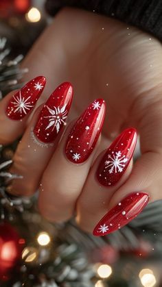 Xmas Nail Designs, Art Noel, December Nails, Festive Nail Art, Christmas Nails Easy, Cute Christmas Nails, Winter Nails Acrylic