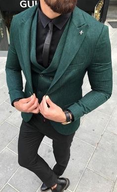 Dark Green Blazer, Terno Slim, Trendy Suits, Custom Suits, Designer Suits For Men, Green Suit, Green Blazer, Fashion Suits For Men