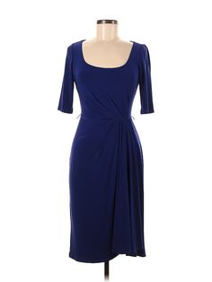 Lauren by Ralph Lauren Cocktail Dress Size: 2 Blue Dresses - used. 95% POLYESTER, 5% ELASTANE, Wrap, Scoop Neck, Knee Length, 3/4 Sleeve | Lauren by Ralph Lauren Cocktail Dress - Wrap: Blue Dresses - Used - Size 2 Flattering Midi Length Blue Dress, Blue Midi Length Dress, Blue Midi Dress For Evening With Flattering Silhouette, Blue Formal Dress With Flattering Silhouette, Formal Blue Dresses With Flattering Silhouette, Formal Blue Dress With Flattering Silhouette, Flattering Blue Evening Dress, Flattering Formal Blue Dress, Elegant Blue Midi Dress With Flattering Silhouette