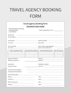 the travel agency booking form