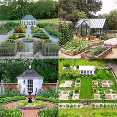 several pictures of different types of vegetable gardens