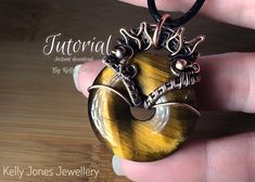 Vanessa Doughnut Pendant Tutorial by Kelly Jones. A step by | Etsy Kelly Jones, Wire Wrapped Gemstone Jewelry, Free Jewellery Making Tutorials, Wire Wrap Jewelry Designs, Pendant Tutorial, Wire Jewelry Tutorial, Wrapping Ideas, Jewelry Making Tutorials, Statement Pendant