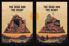 two movie posters with the words, the head and the heart in front of them