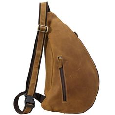 Genuine Cowhide Leather Cross Body Sling Bag Practical Daily Use Chest Backpack, Portable Shoulder Bag Backpack For Outdoor, Practical Bags For Outdoor Activities With Zipper Closure, Portable Backpack Shoulder Bag For Outdoor Activities, Brown Shoulder Bag With Zipper For Outdoor, Outdoor Brown Chest Bag With Zipper Closure, Outdoor Brown Chest Bag With Zipper, Outdoor Crossbody Chest Bag With Zipper, Outdoor Crossbody Chest Bag With Zipper Closure