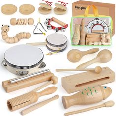 KAQINU Kids Musical Instruments, 21Packs Toddlers 100% Natural Wooden Music Percussion Toy Sets for Childrens Preschool Educational Early Learning, Musical Toys for Age 3 to 10 Toddlers with Bags Subscriptions For Kids, Montessori Baby Toys, Subscription Boxes For Kids, Montessori Baby, Shape Puzzles, Musical Toys