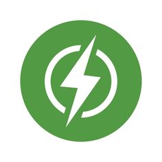 a green circle with a lightning bolt in the center