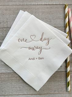 Personalized Rehearsal Napkins Custom Printed One Day Away - Etsy Wedding Rehearsal Decorations, Rehearsal Dinner Napkins, Rehearsal Dinner Themes, Wedding Rehearsal Dinner Decorations, Bbq Rehearsal Dinner, Rehearsal Dinner Planning