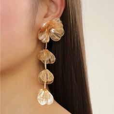 Super Cute And Stylish Ships In 5-10 Business Days Alloy Earrings, Hanging Earrings, Metal Flowers, Large Earrings, Rose Earrings, Gold Drop Earrings, Floral Earrings, Fringe Earrings, Gold Flowers