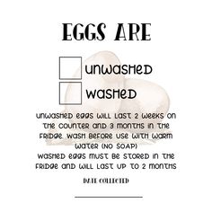 an image of eggs are unwashed washed in the country and 3 months in the fridge