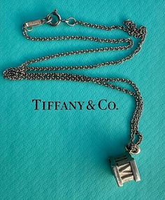 TIFFANY & CO Atlas Roman Numeral Cube Pendant Necklace Chain Sterling Silver 925 Women's Purses, Cube Pendant, Roman Numeral, Gold Collection, Womens Purses, Roman Numerals, Necklace Chain, Tiffany & Co., Lovely Gift