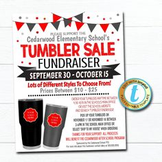 a flyer for the lumber sale is displayed on a white background with red and black flags