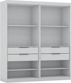 a white bookcase with two drawers on top