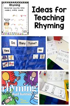 different activities and printables for teaching rhyming