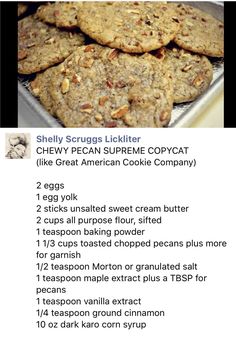 the recipe for chewy pecan supreme cookies